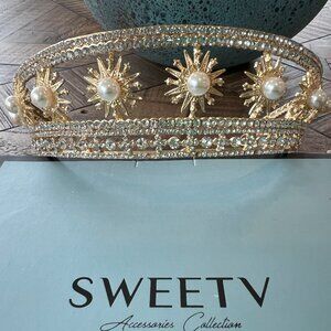 Gold Sparkling Crystal Tiara - Wedding, Princess Party, Quinceanera
